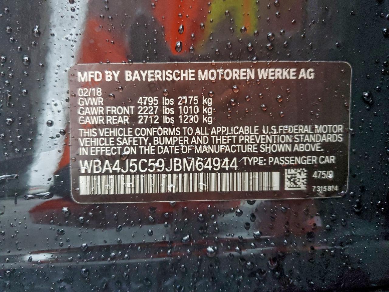 VIN WBA4J5C59JBM64944 2018 BMW 440I GRAN