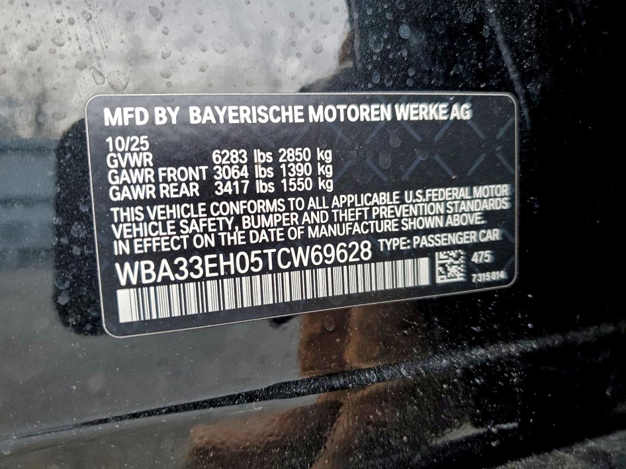 VIN WBA33EH05TCW69628 2026 BMW 740 XI