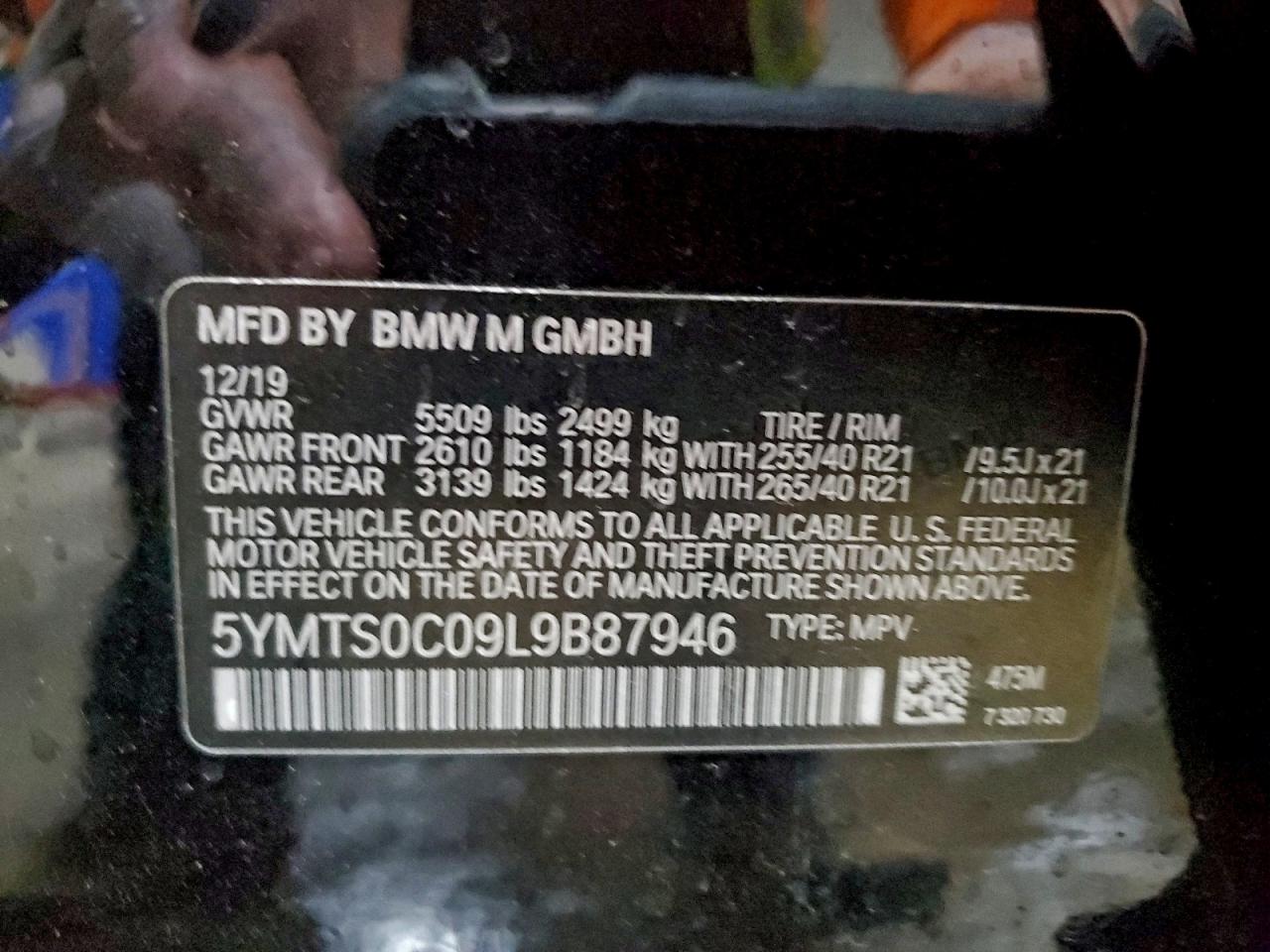 VIN 5YMTS0C09L9B87946 2020 BMW X3 M COMPE